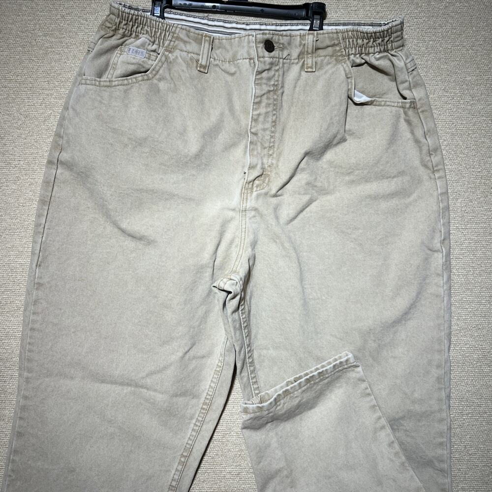 Vintage Lee Jeans High Rise Elastic Waist Tan Light Brown Relaxed Women's 16 S